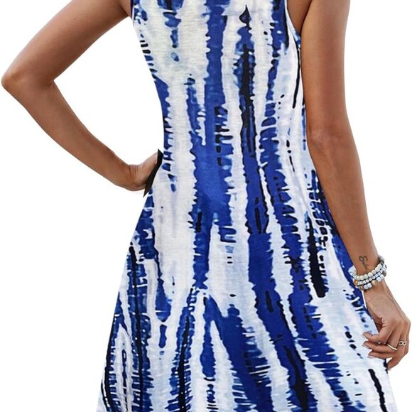 Women's Sleeveless Sundress with Pockets Lightweight Summer Casual Beach Cover u - Picture 2 of 5